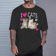 Camisa I Love Cats Cat Lover I Love Kittens Camiseta unisex Regalos para él
