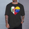 Camisaenezolana Mexicana Corazón Banderaenezuela México Camiseta unisex Regalos para él