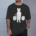 Cat Deadlift Powerlifting Kitty Weightlifting Cat T-Shirt Gifts for Him