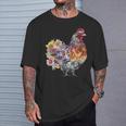 Chicken Aesthetic Flowers Cute Cottagecore Floral Chicken T-Shirt Gifts for Him