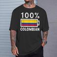 Colombia Flag 100 Colombian Battery Power T-Shirt Gifts for Him