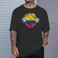 Colombia Flag Superhero Colombian Flag T-Shirt Geschenke für Ihn