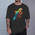 Cool Parrot On Colorful Painted Parrot T-Shirt Gifts for Him