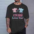 Cousin Gender Reveal Elephant Pink Or Blue Matching Family T-Shirt Gifts for Him