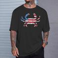Crab Vintage American Flag T-Shirt Gifts for Him