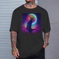 Cute Black Cat Spooky Yellow Purple Full Moon Logo T-Shirt Gifts for Him