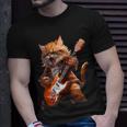 Cute Cat Playing Guitar Cat Lover Graphic Cat Kitten Lover T-Shirt Gifts for Him