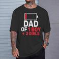 Dad Of 1 Boy And 2 Girls Low Battery Father's Day Dad T-Shirt Gifts for Him