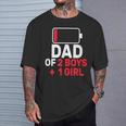 Dad Of 2 Boys And 1 Girls Low Battery Father's Day Dad T-Shirt Gifts for Him