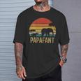 Damen Papafant Papa Elefant Retrointage Sunsetatertag Savanne Mit-Ausschnitt T-Shirt Geschenke für Ihn