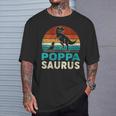 Damen Passender Familien-Poppasaurus T-Rex Dinosaurier Für Papa Opa Mit-Ausschnitt T-Shirt Geschenke für Ihn