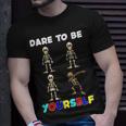 Dare To Be Yourself Autism Awareness Dabbing Skeleton T-Shirt Gifts for Him