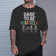 Dare To Be Yourself Autism Awareness Dabbing Skeleton T-Shirt Gifts for Him