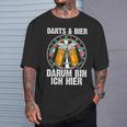 Darts Und Bier Darum Bin Ich Hier Dartspieler T-Shirt Geschenke für Ihn