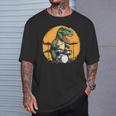 Dinosaurier Schlagzeuger T-Shirt, Lustiges T-Rex Musik Motiv Geschenke für Ihn