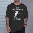 Disc Golf Never Underestimate The Old Guy Frolf Tree Golfing T-Shirt Gifts for Him