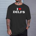 Divertido Me Encantan Los Dilf Me Encantan Los Dilf Red Heart Cool Camiseta unisex Regalos para él