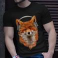 Dj Fox With Headphones Listening To Music T-Shirt Gifts for Him