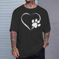 Dog Paw Print Heart For Mom For Dad T-Shirt Gifts for Him