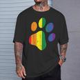 Dog Paw Print Lgbtq Rainbow Flag Gay Pride Ally Dog Lover T-Shirt Gifts for Him