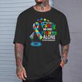 In This Family Nobody Fights Alone Blue Autism Awareness T-Shirt Gifts for Him