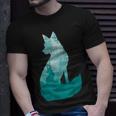 Fox Silhouette In The Forest Animal Hunter Hunting T-Shirt Gifts for Him