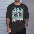 Free Leonard Peltier Blue Grunge Look T-Shirt Gifts for Him