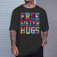 Free Sister Hugs Pride Month Rainbow Transgender Flag Lgbtq T-Shirt Gifts for Him
