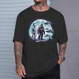 Bigfoot Sasquatch Alien Ufo Spacecraft Full Moon T-Shirt Gifts for Him