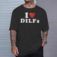Gag I Love Dilfs I Heart Dilfs Red Heart Cool T-Shirt Gifts for Him