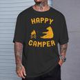 Happy Camper With Bear And Bonfire T-Shirt Gifts for Him
