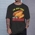 Hotdog Im Just Here For The Hotdogs Hot Dog Joke T-Shirt Gifts for Him