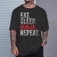 Martial Ninja Costume Eat Sleep Ninja Repeat T-Shirt Gifts for Him
