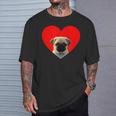 Pug Lover Dog Love Red Heart Father's Day T-Shirt Gifts for Him