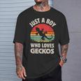 Gecko Just A Boy Who Loves Lizards Reptiles Retro Vintage T-Shirt Gifts for Him