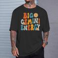 Gemini Big Energy Retro Smile Flower Zodiac Birthday Women T-Shirt Gifts for Him