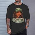 Gemini Queen Black Woman Camo Hat Locs Birthday T-Shirt Gifts for Him