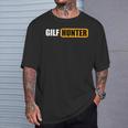 GILF Hunter Schwarzes T-Shirt, Lustiges Design in Gelb und Weiß Geschenke für Ihn