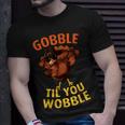 Gobble Til You Wobble Dabbing Turkey Thanksgiving Day T-Shirt Gifts for Him