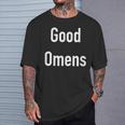 Good Omens Schwarz T-Shirt mit Weißer Schrift Unisex, Engel & Dämon Design Geschenke für Ihn