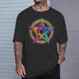 Goth Lgbtq Gay Pride Satanic Rainbow Pentagram T-Shirt Gifts for Him