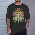 Grow Through It Flower Spine Skeleton Vintage Floral Women T-Shirt Gifts for Him