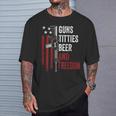 Guns Titties Beer & Freedom Guns Drinking On Back T-Shirt Gifts for Him