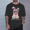 Happy Easter Bunny Pajama Dress Cat Grumpy Rabbit Ears T-Shirt Gifts for Him
