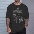 My Happy Place Horse Lover Horseback Riding Equestrian T-Shirt Gifts for Him