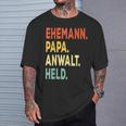 Herren Ehemann Papa Anwalt Held Retro-Jahrgangatertag T-Shirt Geschenke für Ihn