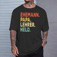 Herren Ehemann Papa Lehrer Held Retro-Jahrgangatertag T-Shirt Geschenke für Ihn