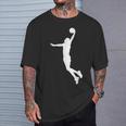 Herren T-Shirt mit Basketball-Silhouetten-Design in Schwarz, Sportliches Tee Geschenke für Ihn