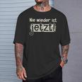 Herren T-Shirt Nie wieder ist jetzt! Motivationsdesign in Schwarz Geschenke für Ihn