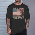 Home Of The Free Because Of The Brave Vintage American Flag T-Shirt Gifts for Him